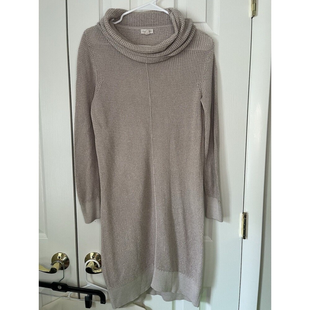 Garnet Hill Tencel Merino Wool Knit High Neck Dress Women Small